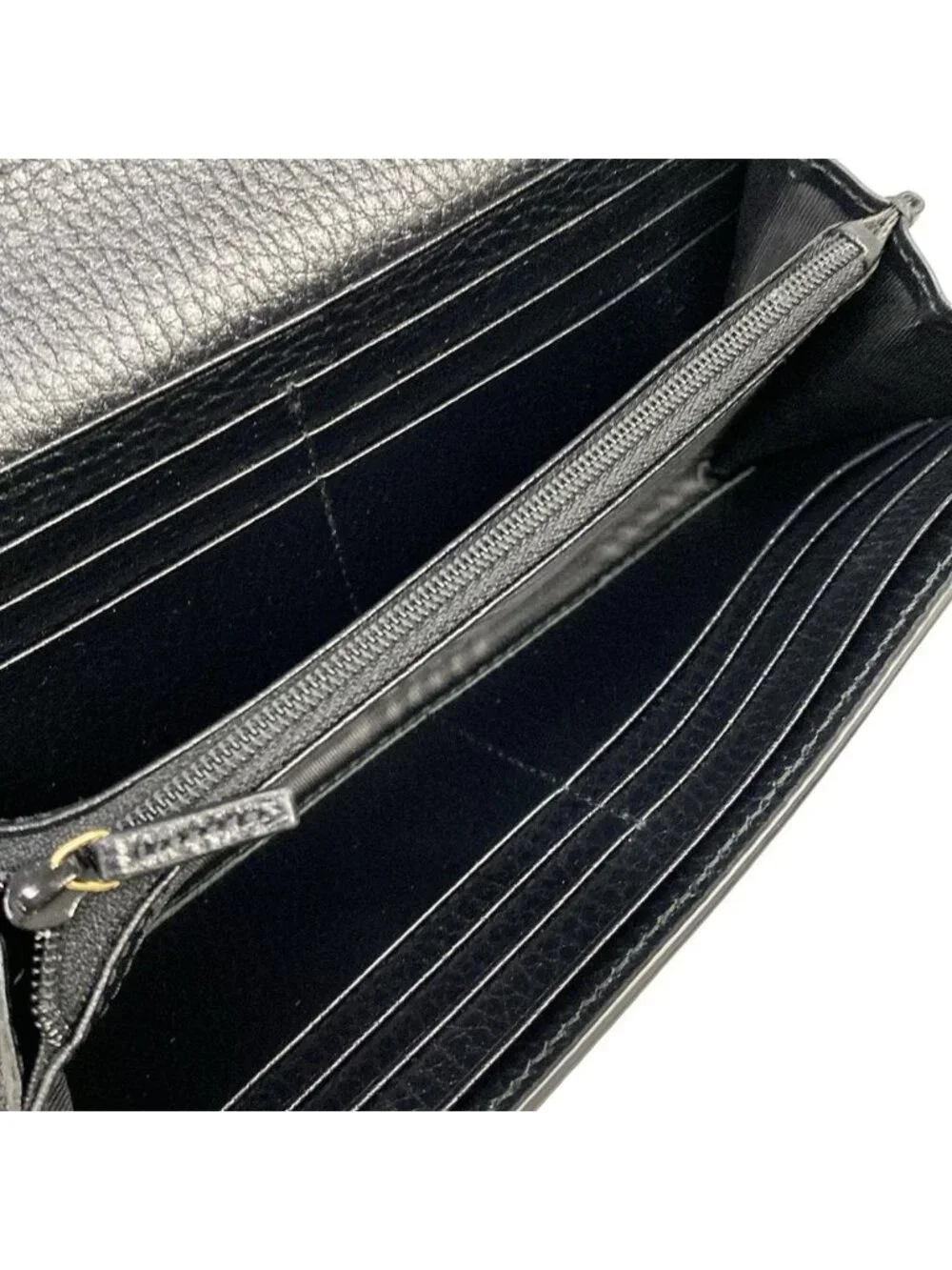 ★SOLD★ Gucci Wallet GG Marmont Continental Black Beige Ebony Leather - Picture 4 of 12